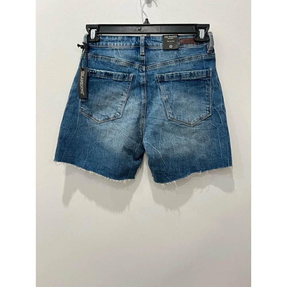 NWT BLANKNYC Size 27 Button Fly Raw Hem Long Denim Shorts MSRP $78